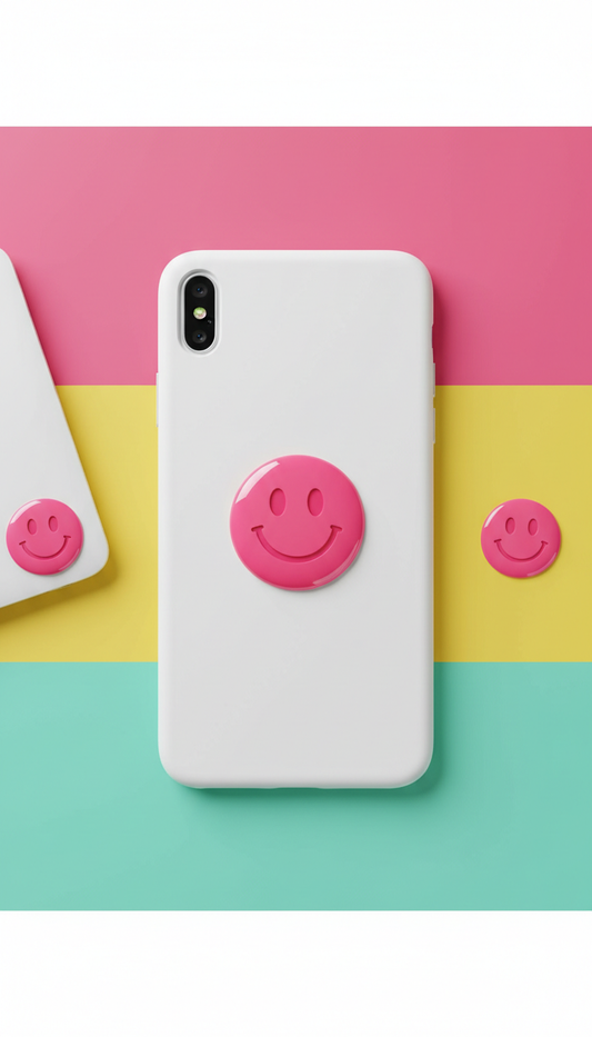 Electric Pink Smiley Face Sticker